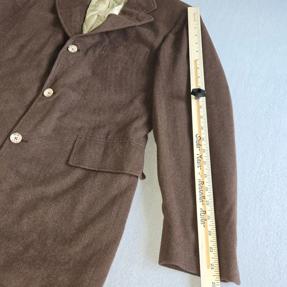 Linett Ltd 100% Cashmere Blazer Mens 42 Brown Vintage 3 Button Sport Coat Jacket